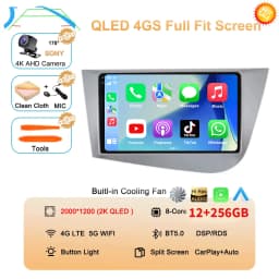 Car Radio Android 16 Navigation GPS Carplay For Seat Leon 2 MK2 2005-2012 Multimedia Video Player Stereo DSP 360 Camera Wifi 4G