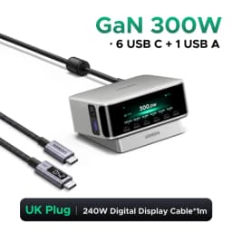 UGREEN 300W GaN Charger With Smart Display PD 3.1 7 IN 1 Desktop Charging Station For MacBook Air Pro Laptop iPhone Samsung iPad