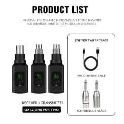 Wireless Microphone System G-MARK GX1.2 2.4G XLR Adapter 16 Channels Audio Transmitter And Receiver For Audio Mixer PA Speaker