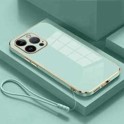 Plated Soft Phone Case For iPhone 17 Air 16 E 15 14 13 12 11 Pro Max Plus Mini Shockproof Silicone Lens Protect Wristband Cover