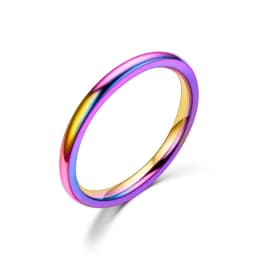 2MM Thin Rose Gold Anti-Allergy Smooth Simple Stainless Steel Wedding Rings for Women Charm Jewelry Valentine's Day Present