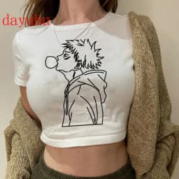 2000s Hip Hop Crop Top  Tshirt Manga Japanese Anime Jujutsu Kaisen T Shirt Gojo Satoru Tops Yuji Itadori Cropped Tees T-shirt