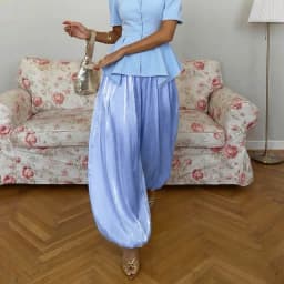 Talenza Women's Fashion Casual Pants Elegant Solid Patchwork Loose Long Pants Vintage Summer Commuter High Street Female Pants