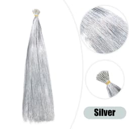 50pcs Synthetic I Tip Tinsel Hair Extensions Glitter Tinsel Hair Fairy Hairpieces Party Dazzle Hair Accessories For Women Girls
