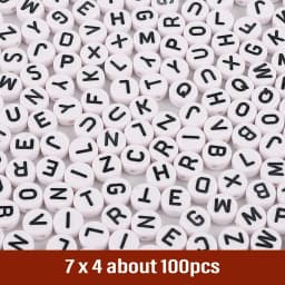 7mm Black White Mixed Letter Acrylic Beads Round Flat Alphabet Spacer Beads For Jewelry Making Handmade Diy Bracelet Necklace