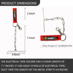 KUNN Electrical Tape Holder, Dual-Use Thong, Enhanced Fast Holder Chain for Tool Belt with Keyring, Snap Loop and Button