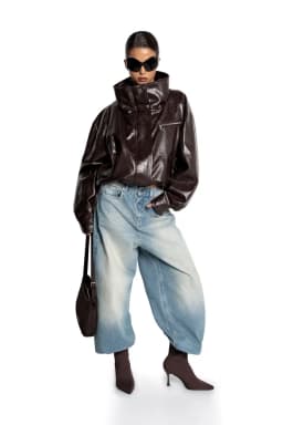 Laur 2026 Women Faux Leather Short Jacket With Fluffy Big Fur Collar Oversized Warm Winter Biker Coat For Ladies