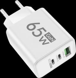 65W USB GaN Charger 3 in 1 PD Type C Fast Charging Mobile Phone Power Adapter For iPhone 15 Xiaomi Samsung Oneplus EU/US/KR Plug