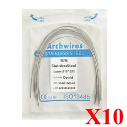 10pack AG Dental Arch Wires Orthodontic Super Elastic NITI Round Rectangle Archwire Lower/Upper 012/014/016/018/020/16x16/16x22