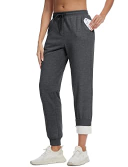 TACVASEN Warm Sherpa Lined Thermal Drawstring Sweatpants Women's Winter Fleece Pants Insulated Athletic Joggers with Pockets