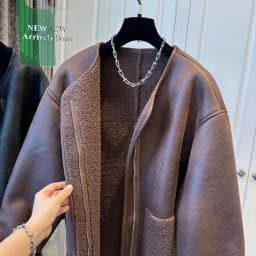 Women's Super Cute Zipper Fur Patchwork One-piece Round Neck Coat Top Warm Casual Winter Best Seller Coats and Jackets Women