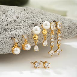 Dainty Zircon Small Stackable 14k Gold Plated Earrings Set for Women Multiple Piercing Cartilage Huggie Hoop Earring Jewelry
