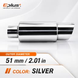 EPLUS Universal Car&Motorcycle Stainless Steel Exhaust Muffler Slant Cut Tip Car Exhaust Resonator 51/57/63mm Inlet