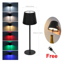 Dual Purpose Wine Bottle Vases Base Rechargeable LED Table Lamp Touch Dimmable Bedside Dinner Night Light Decor Study Desk Lamp