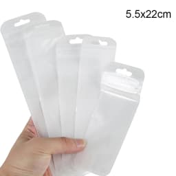 30pcs Long Thin Ziplock Bags Self Sealing Pouch With Hole Plastic Sachet Zip Zipper Lock Bags Necklace Display Jewelry Packaging
