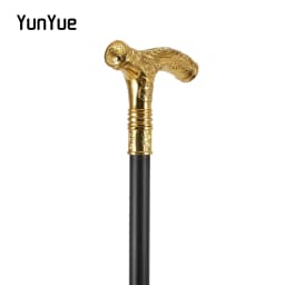 Gold Wolf Metals Carving Walking Cane Gentleman Art Decorative Fashion Elegant Walking Stick Lady Cosplay Film Props Party Cane
