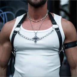 1PC Men's Leather Chest Harness Gothic Body Chain Belt Punk Shoulder Straps Ring, for Men Rave,Clubwear Costume