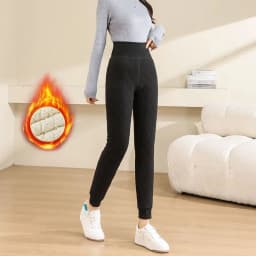 Solid Color Extra Thick Warm Leggings for Women High Waist Slim Thermal Pants Woman Autumn Winter Faux Lamb Fleece Lining Pants