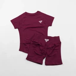 Keep That Pump 2 Piece Seamless Leggings with Recoil Scrunch Shorts Yoga Short Sleeve Women's Gym Tight Hip Workout Short