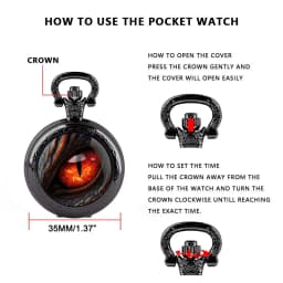 Exquisite Dragon Eye Glass Dome Quartz Pocket Watch Arabic Numeral Dial Vintage Men Women Necklace Pendant Creative Clock Gift