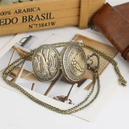 Retro B-29 Aircraft Quartz Pocket Watch Steampunk Retro Army Military Necklace Chain Watch Pendant Antique Gifts for Soldiers