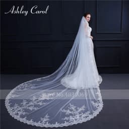 Ashley Carol Customized Wedding Veils With Comb Lace custom made length Cathedral Wedding Veil Wedding Accessories