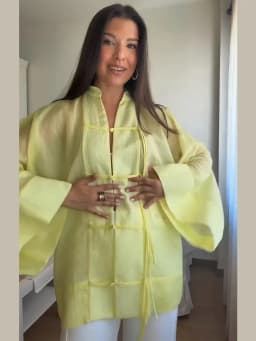 Elegant Chinese Style Frog Button Blouse Sheer Wide Sleeve Loose Fit 2026 Summer Office Casual Chic Breathable Wear Women Top