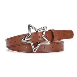 Girls Boys Five Pointed Star PU Buckle Belts Waistband Adjustable Metal Snap Leather Belt Waist Belt Waist Strap Thin Belt