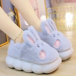 White Rabbit Hare Slippers Women's Cute Animal Platform Home Mules Shoes Girls Bedroom Plush Slides Slipper Ears Indoor Shoes