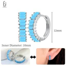925 Sterling Silver Needle Exquisite Turquoise Silver Earrings for Women Blue Crystal Geometry Pendant Earrings Luxury Jewelry