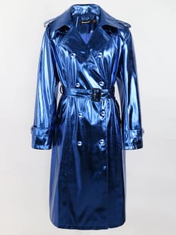 Nerazzurri Spring Autumn Long Shiny Reflective Patent Leather Trench Coat for Women Sashes Double Breasted European Fashion 2022