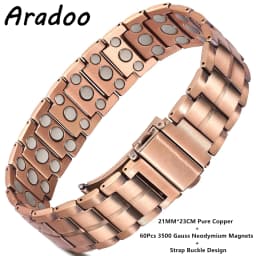 ARADOO Pure Copper Magnetic Bracelets for Men with Double-Row Strong Magnets Link Bracelet Jewelry Gifts