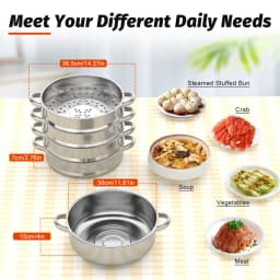 Multifunctional Stainless Steel Steamer 26cm/28cm/30cm 5-Tier Kitchen Cooking Steamer Durable And Easy-to-clean