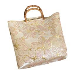Bamboo Joint Canvas Tote Bag Zipper Closure Large Capacity Jacquard Handbag Embroidered Design Flower Pattern Evening Bag