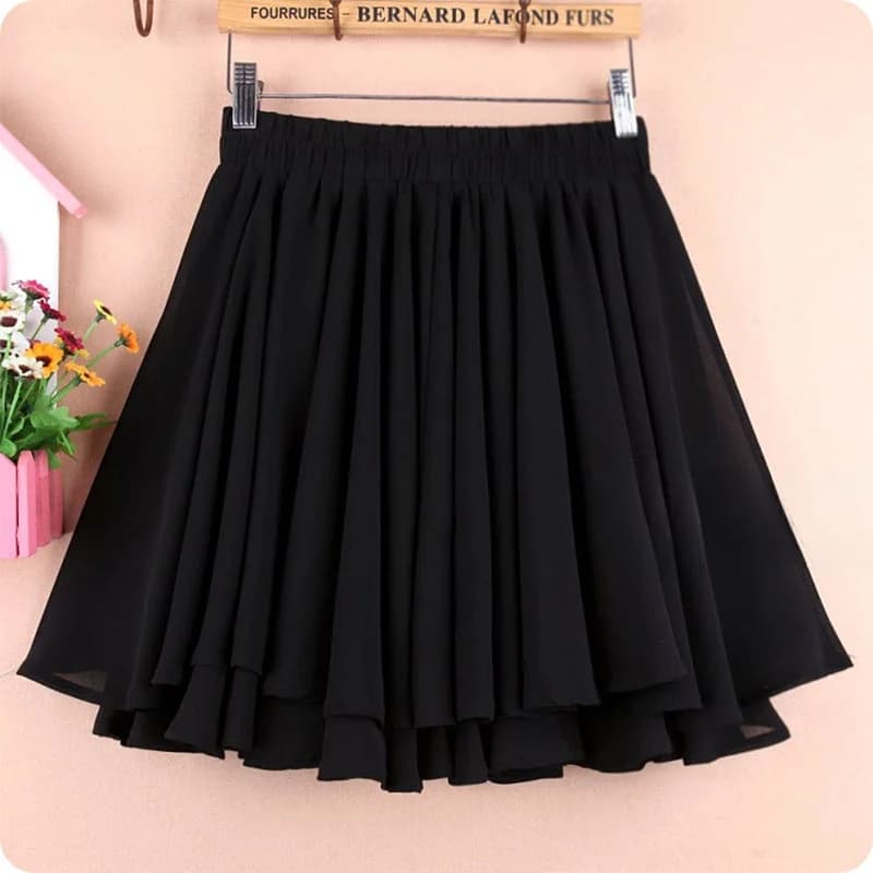 Women's A-Line Skirt Flared Chiffon Half-length Base Layer High Waist Summer plus Size Commute Korean Style Pure Color