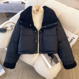 Women's Down Cotton Jacket 2025 Double-sided Loose Thick Ladies Winter Parkas Coat Lapel Imitation Lamb Hair Female Outerwear
