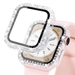 Diamond Bling Cover For Apple watch Case 45mm 41mm 38mm 42mm 44mm 40mm HD Tempered Glass+Bumper Screen Protector Accessories