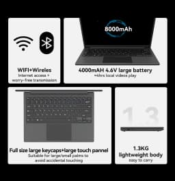 13.3 inch Cheap Laptop Intel N4020 Notebook Windows 10 Portable Student Computer 1920*1200 IPS Display 4/6/8G RAM 256/512/1T SSD