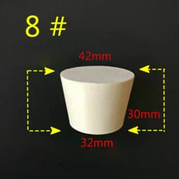 000#-20# Laboratory Rubber Plug Bungs Flask Tapered Tube Solid White Alkali-resisting Lab Push-In Sealing Plug