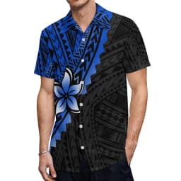 2022 New Samoan Puletasi Set Monstera Leaf Print Bat Sleeve Ptaha Blue Polynesian Top Maxi Fishtail Skirt Womens 2 Piece Set