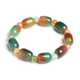 Natural Stone Beads Green Agates Charm Bracelets For Women Fashion Drum Barrel Shape Carnelian Bangles Female Summer Wristband