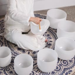 Hye-eun 7pcs 7"-12" Crystal Singing Bowls Chakra Set of 7 with Carrying Cases for Yoga Medication Sound Healing Deep Relaxation
