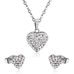 Simple серьги Cubic Zirconia Pendant Necklace Earrings Set Korean Style Stainless Steel Jewelry Set for Women Wedding Wholesale