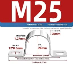 1Pcs Thickened U-Tube Strap Clamp Stainless Steel Horseback Wire Throat HoopCable Fastener Clips Applicable To Pipe OD 8-200mm