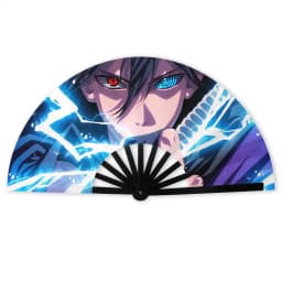 Anime U-Uchihaes Sasuke Japan Folding Hand Fan Custom Red Cloud Polyester Fabric Fan Novelty Summer Accessory Decorative Fans