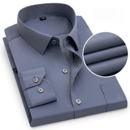Men Formal Shirt Long Sleeve Office Solid Color Fashion Business Pocket Social Office Blue White Shirts Men's Clothing S-5XL