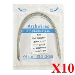 10pack AG Dental Arch Wires Orthodontic Super Elastic NITI Round Rectangle Archwire Lower/Upper 012/014/016/018/020/16x16/16x22