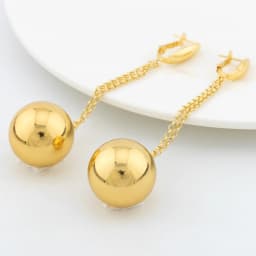 Gold Plated Round Bead Earrings for Women Simple Circle Ball Dangles Earrings Female Fashion Jewelry Accessories Birthday Gifts