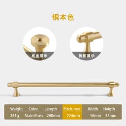 Pure Copper French Gold Wardrobe Handle Solid  Brass Cabinet Door Handle American Cabinet Door Drawer Gold Handle Brass