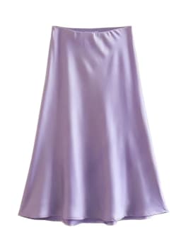 Hot Sale Solid Satin Elastic Waist Women A-Line Skirt Summer Female Slim Falda
